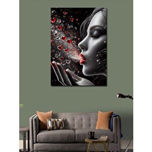 Kanvas Tablo Kırmızı Rujlu Kadın 50x70 cm