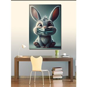 Kanvas Tablo Ağzı Bantlı Tavşan 50x70 cm