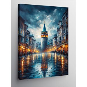 Kanvas Tablo Yağmurlu Galata Kulesi 50x70 cm