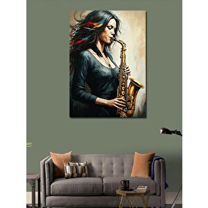 Kanvas Tablo Saksafon Kadın 100x140 cm