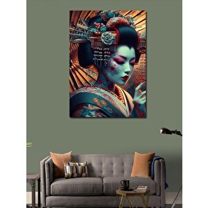 Kanvas Tablo Dövmeli Kırmızı Rujlu Kadın 70x100 cm