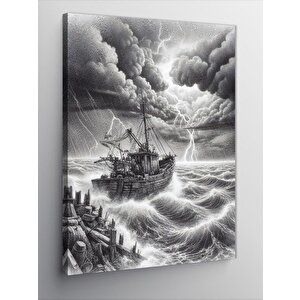 Kanvas Tablo Fırtınada Gemi 50x70 cm