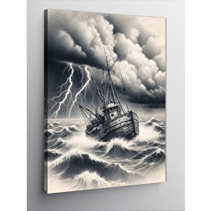 Kanvas Tablo Fırtına Ortasında Gemi 50x70 cm