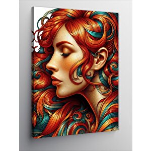 Kanvas Tablo Kırmızı Saçlı Kadın 100x140 cm