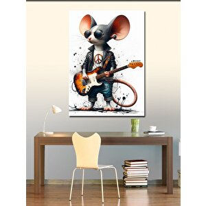 Kanvas Tablo Gitar Çalan Fare 70x100 cm