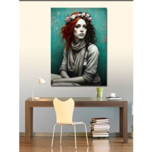 Kanvas Tablo Kırmızı Saçlı Kadın 70x100 cm