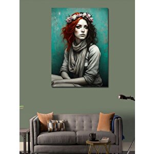 Kanvas Tablo Kırmızı Saçlı Kadın 70x100 cm