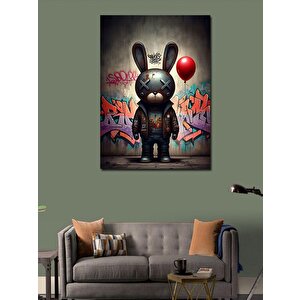 Kanvas Tablo Graffiti Tavşan Figürü 70x100 cm