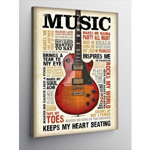 Kanvas Tablo Müzik Temalı Elektro Gitar 70x100 cm
