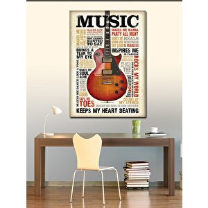 Kanvas Tablo Müzik Temalı Elektro Gitar 70x100 cm
