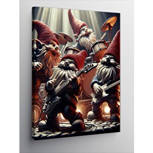Kanvas Tablo Davul Ve Gitar Çalan Cüceler Grubu 70x100 cm