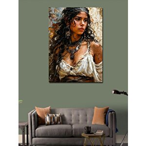 Kanvas Tablo Beyaz Elbiseli Kız 70x100 cm