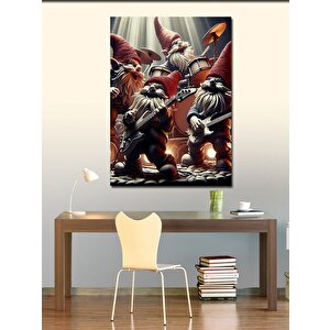 Kanvas Tablo Davul Ve Gitar Çalan Cüceler Grubu 50x70 cm
