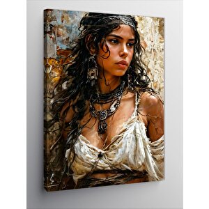 Kanvas Tablo Beyaz Elbiseli Kız 50x70 cm