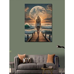 Kanvas Tablo İskeledeki Elbiseli Kadın 50x70 cm