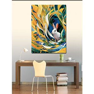 Kanvas Tablo Beyaz Tavşan 100x140 cm