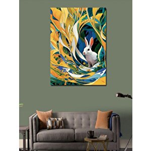 Kanvas Tablo Beyaz Tavşan 100x140 cm