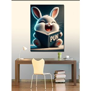 Kanvas Tablo Kahkaha Atan Sevimli Tavşan 70x100 cm
