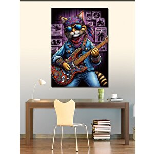 Kanvas Tablo Rock Gitaristi Rakun 70x100 cm