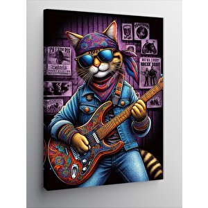 Kanvas Tablo Rock Gitaristi Rakun 50x70 cm