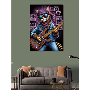 Kanvas Tablo Rock Gitaristi Rakun 50x70 cm
