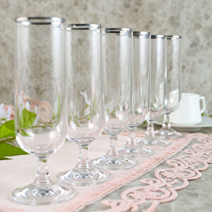 Rona Flut 6’lı Kahve Yanı Su Bardağı Platin 170 Ml