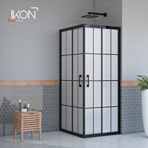 Kare Siyah Karolaj Buzlu Cam Duşakabin 120x120 cm