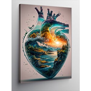 Kanvas Tablo İçi Manzaralı Kalp 100x140 cm