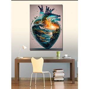 Kanvas Tablo İçi Manzaralı Kalp 100x140 cm