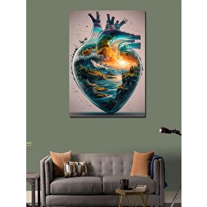 Kanvas Tablo İçi Manzaralı Kalp 70x100 cm