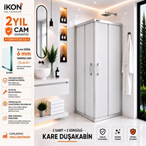 Kare Krom Buzlu Cam Duşakabin 90x90 cm