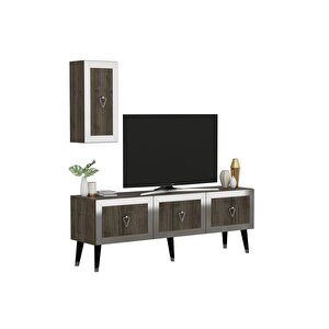 Baredh 150 Cm Lazer Desenli̇ Tv Üni̇tesi̇ Cevi̇z-gümüş