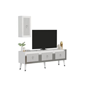 Baredh 150 Cm Lazer Desenli̇ Tv Üni̇tesi̇ Beyaz-gümüş