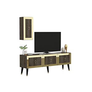 Baredh 150 Cm Lazer Desenli̇ Tv Üni̇tesi̇ Cevi̇z-altin Ceviz Gold