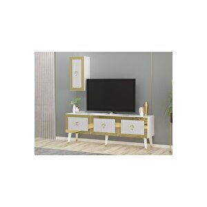 Baredh 150 Cm Lazer Desenli̇ Tv Üni̇tesi̇ Beyaz-altin Beyaz-Altın