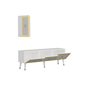 Baredh 150 Cm Lazer Desenli̇ Tv Üni̇tesi̇ Beyaz-altin