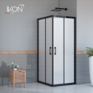 Kare Siyah Buzlu Cam Duşakabin 90x90 cm
