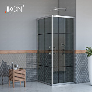 Kare Krom Karolaj Füme Cam Duşakabin 90x90 cm