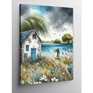 Kanvas Tablo Kır Evinde Bahçe 100x140 cm