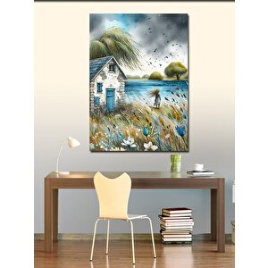 Kanvas Tablo Kır Evinde Bahçe 100x140 cm