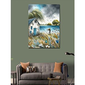 Kanvas Tablo Kır Evinde Bahçe 100x140 cm