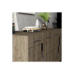 Modadh Konsol 4 Kapaklı Ceviz Gümüş Ceviz-Gümüş