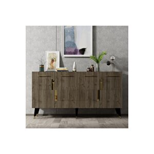 Modadh Konsol 4 Kapaklı Ceviz Altın Ceviz Gold