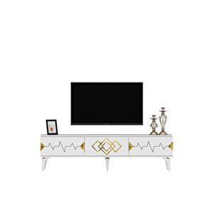 Ri̇ti̇mdh 180 Cm Tv Sehpasi Beyaz Altin Beyaz-Altın