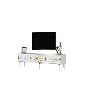 Ri̇ti̇mdh 180 Cm Tv Sehpasi Beyaz Altin