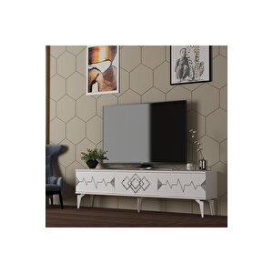Ri̇ti̇mdh 180 Cm Tv Sehpasi Beyaz Gümüş Beyaz-Gümüş