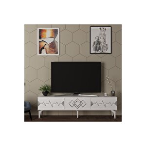 Ri̇ti̇mdh 180 Cm Tv Sehpasi Beyaz Gümüş Beyaz-Gümüş