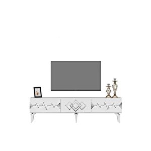 Ri̇ti̇mdh 180 Cm Tv Sehpasi Beyaz Gümüş Beyaz-Gümüş