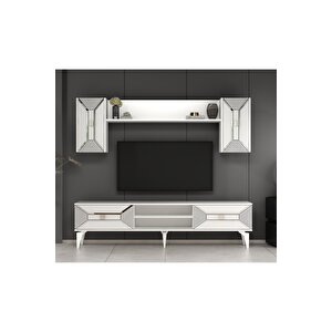 Yumedidh Tv Ünitesi Takımı Beyaz Gümüş Beyaz-Gümüş