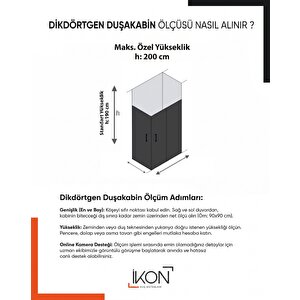 Dikdörtgen Siyah Karolaj Orta Buzlu Füme Cam Duşakabin 100x130 cm